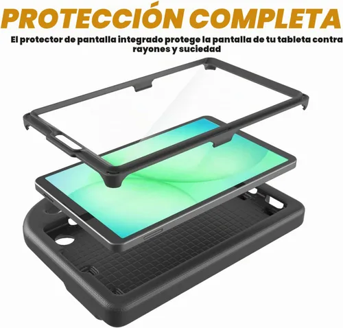 Vista 3 de Funda infantil para Samsung Galaxy Tab A11 /A9 de 8.7 pulgadas versión 2025/2023, ligera, a prueba de golpes, apta para niños, con protector