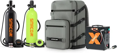 Vista 19 de SMACO Mini tanque de buceo 1.9L Tanque de buceo portátil (2 piezas) Reutilizable Buceo Pony Botella de Respaldo Cilindro de aire de buceo hasta 30