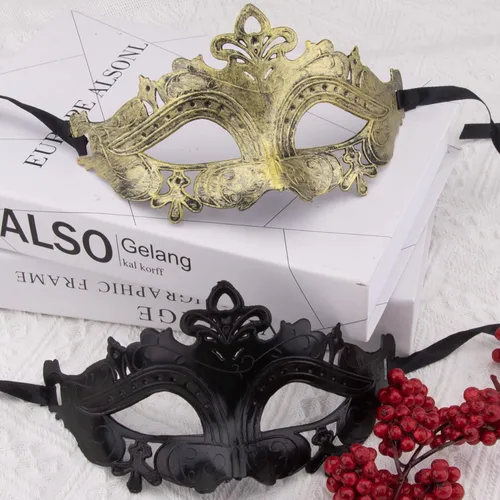 Vista 3 de FEQO 40 máscaras de mascarada, máscaras antiguas vintage venecianas