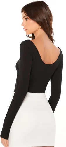 Vista 2 de Verdusa Camiseta básica de manga larga con cuello en V para mujer