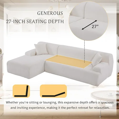 Vista 8 de Sofá modular modular de 109 pulgadas, sofá modular convertible tapizado de esponja, juego de 2 sofás combinados gratis para sala de estar Beige