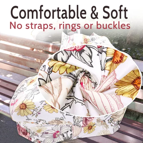Vista 4 de Funda floral para asiento de automóvil para bebé, toldo para asiento de automóvil, elástico multiuso para cochecito, silla alta, carrito de compras