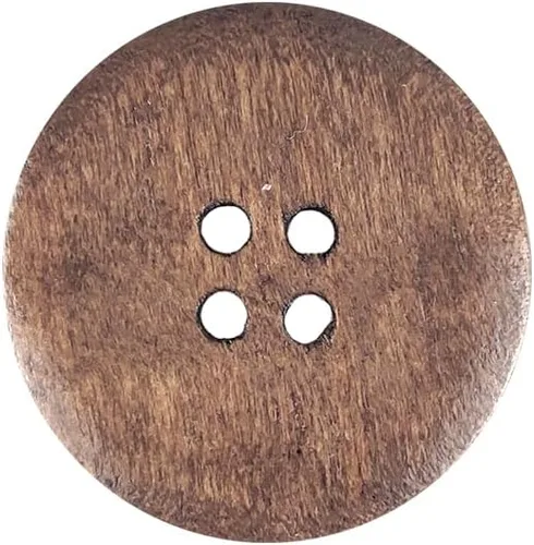 Vista 3 de MTCELL 50 botones clásicos de madera, 1 pulgada (0.984 in) de diámetro, marrón, para proyectos de costura