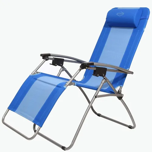 Vista 2 de Kamp-Rite Silla de césped de playa reclinable plegable para exteriores con Azul