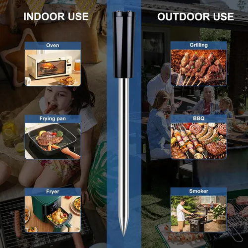 Vista 6 de Termómetro inalámbrico para carne Bluetooth con sonda de cerámica: Termómetro digital impermeable para horno y alimentos para parrilla, freidora