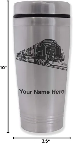 Vista 4 de LaserGram Taza de cercanías de 16 onzas, tren de carga, grabado personalizado incluido