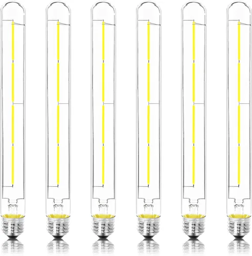 Vista 29 de Bombilla LED E26 de 7.3 pulgadas, 6 W, regulable, bombillas Edison blancas suaves de 2700 K, 800 lm, igual a 80 W, tubular T10 T9, bombilla larga