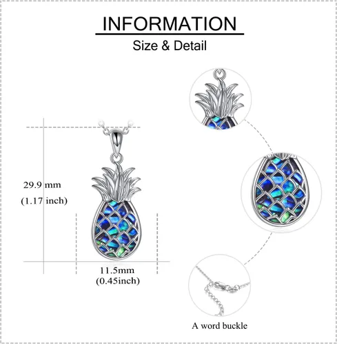 Vista 5 de ONEFINITY Collar de plata de ley con dije de piña, regalo de joyería para mujer