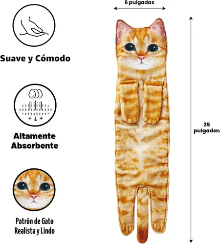 Vista 6 de Divertidas toallas de mano – Lindas toallas colgantes y toallas de cara para decoración de gatos, súper absorbentes, suaves, inauguración