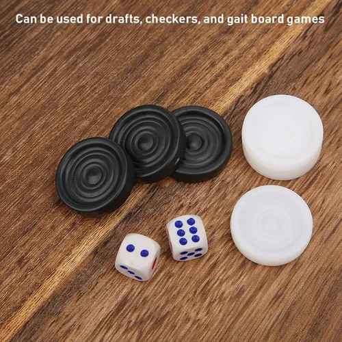 Vista 3 de Damas de plástico, 0.866 in negro blanco backgammon damas internacional portátil chips piezas conjunto para niños