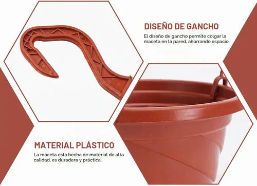 Vista 9 de DOITOOL 10 juegos de macetas colgantes de plástico, macetas pequeñas para colgar, macetas de orquídeas, cestas de cadena de 6.7 pulgadas