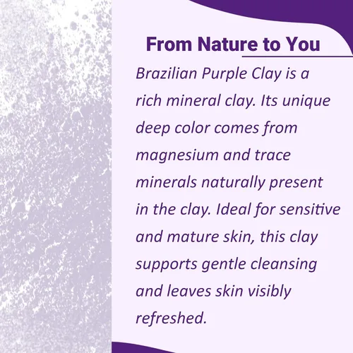 Vista 2 de minature Arcilla morada brasileña Rico en minerales para desintoxicar la piel Mascarilla facial de limpieza profunda Ideal para paquete facial