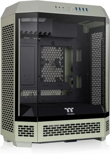 Vista 8 de Thermaltake Carcasa ATX Tower 600 negra de media torre; 3 paneles de vidrio templado; soporte de placa base de conector oculto; ranuras PCI-e