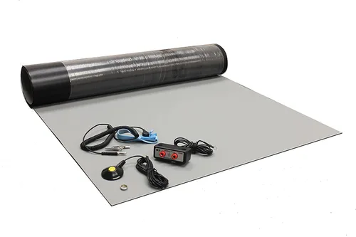 Vista 4 de ESD Mat Kit - Tapete de mesa antiestático - Tapete de soldadura resistente al calor - con una correa para la muñeca, cable de conexión a tierra