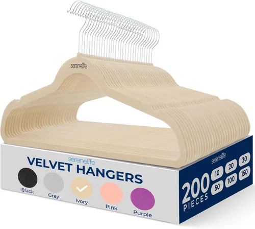 Vista 27 de SereneLife Paquete de 10 Perchas para Ropa de Terciopelo – Perchas Antideslizantes para Ropa con Diseño de Servicio Pesado, Perchas Delgadas que