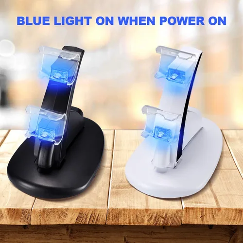Vista 3 de 2 unidades de cargadores de control PS4 Playstation 4PS4 Pro PS4 Slim Controller Dock estaciones de carga con doble micro USB de carga rápida e