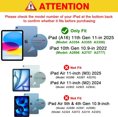 Vista 2 de ProCase Funda para iPad (A16) de 11ª Generación de 11 Pulgadas 2025/iPad de 10ª Generación de 10.9 Pulgadas 2022 con Soporte para Lápiz, Funda