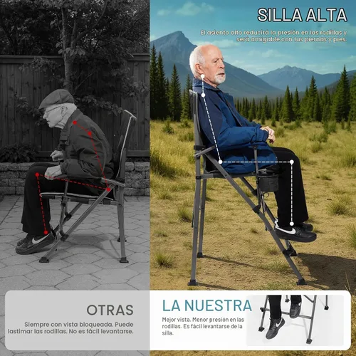 Vista 4 de EVER ADVANCED Textilene - Silla plegable de malla alta de 31 pulgadas, silla de directores portátil, silla de campamento de altura de barra