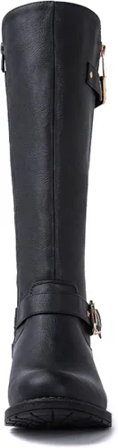 Vista 5 de GLOBALWIN Botas altas acolchadas hasta la rodilla para mujer, de tacón bajo, cómodas, a la moda, elegantes, botas de montar para mujer