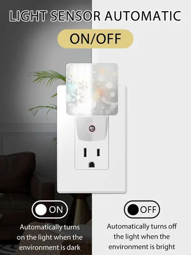Vista 2 de Luces nocturnas decorativas enchufables a la pared, lámpara LED para niños, sensor de atardecer a amanecer, estrella de copo de nieve de Navidad