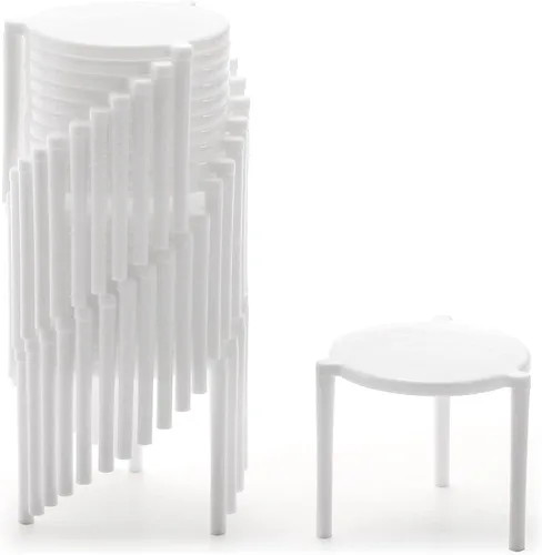 Vista 8 de ZEAYEA 600 piezas de soporte para guardar pizza, apilamiento de plástico para pizza de mesa, protector de pizza blanca desechable para contenedor
