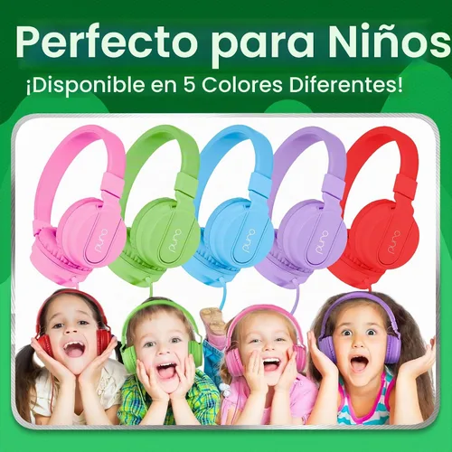 Vista 7 de Puro Sound Labs - Kids Headphones, Volume-Limiting 85dB, PuroBasic, Green Verde