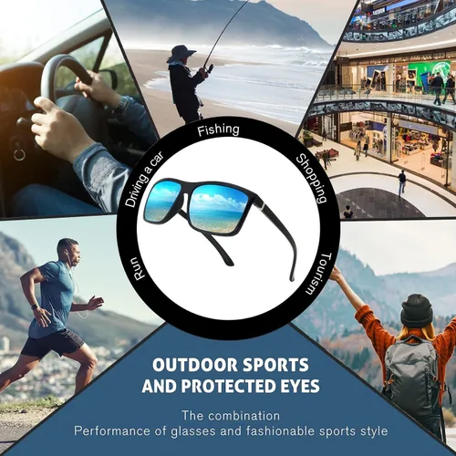 Vista 7 de VIYSIOO Gafas de sol polarizadas deportivas para hombre, protección UV400, modernas, clásicas, para hombres y mujeres (paquete de 2)