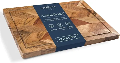 Vista 8 de Tablero rectangular de acacia de ranura larga - 14"x8"-Natural
