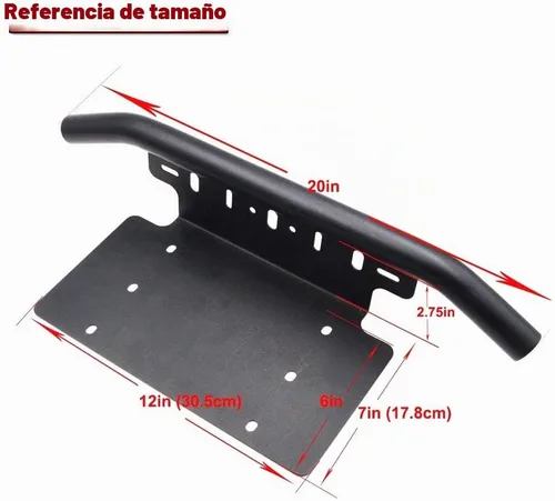 Vista 2 de DaSen Parachoques delantero de 6x12 pulgadas soporte de montaje universal para portaplacas compatible con cápsulas de luz LED todoterreno compatible