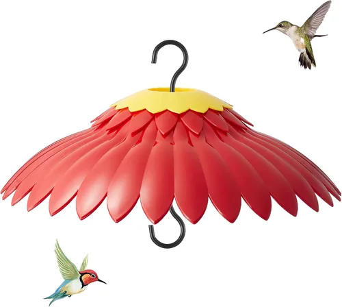 Vista 11 de Beserie Comedero para Pájaros Protector Meteorológico Cubierta de Cúpula Roja Protección contra Lluvia para Comederos de Colibríes con Foso