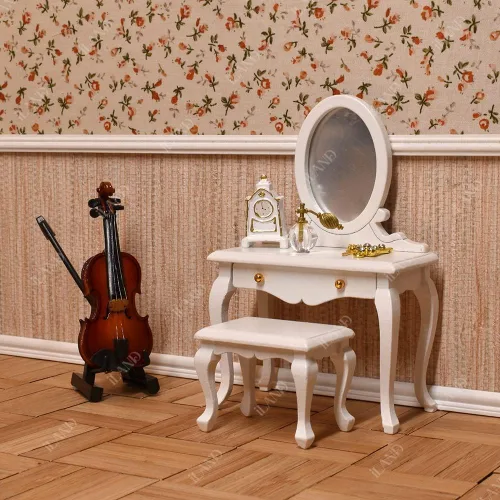 Vista 6 de iLAND Muebles de Casa de Muñecas Victorianos a Escala 1:12, Set de Cama de Casa de Muñecas 5 piezas