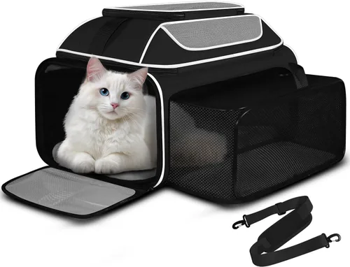 Vista 9 de Petskd Top - Transportador de mascotas expandible de 19 x 13 x 9 pulgadas, aprobado por Southwest Allegiant Airlines, transportador de lados suaves
