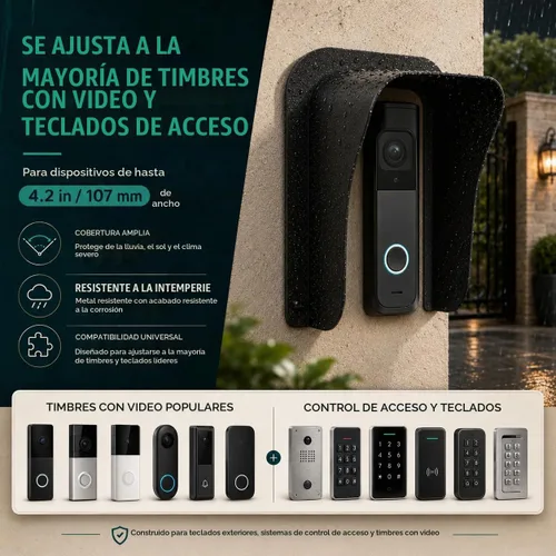 Vista 5 de [Usado] Cubierta para timbre de puerta Ring impermeable, protector grande de timbre de metal, cubierta de control de acceso a prueba de lluvia