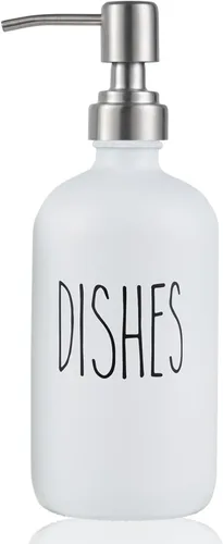 Vista 10 de Dispensador de jabón para platos, dispensador de jabón de manos de vidrio grueso, para fregadero de cocina, bomba de acero inoxidable 304, cocina