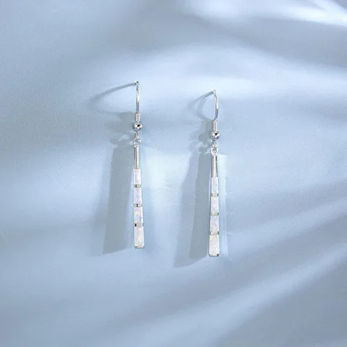 Vista 3 de FANCIME October Birthstone Earrings Sterling Silver Opal Earrings Long Drop Dangle Earrings Danity Fine Jewelry for Women