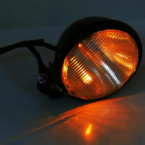 Vista 3 de Keenso - Faro delantero redondo de 5 pulgadas para motocicleta, 12 V, universal, retro, para motocicleta, faros delanteros (lente ámbar)