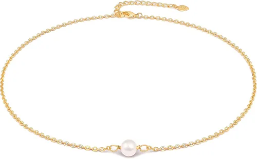 Vista 19 de Aobei Pearl - Gargantilla de oro de 18 quilates con cadena de clip, cadena de bolas y dijes perlas barrocas biwa para mujeres Cadena de estación