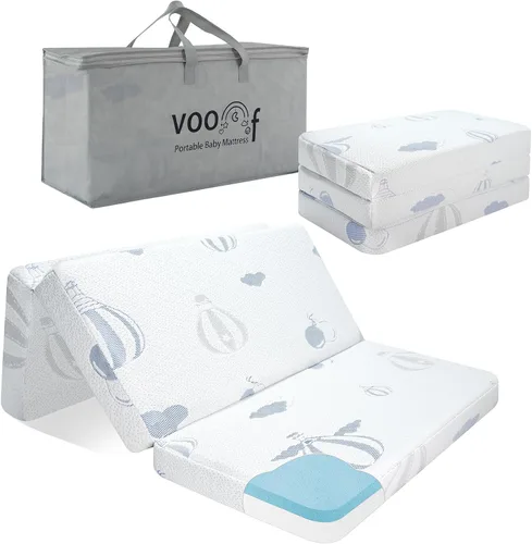 Vista 10 de Colchón Pack and Play, 38 x 26 pulgadas, Pack N Play, con funda extraíble transpirable, colchón portátil plegable de espuma viscoelástica de doble