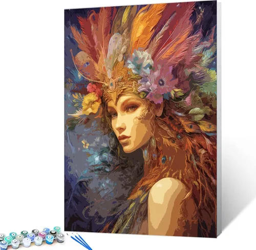 Vista 24 de Tucocoo Flower Woman - Pintura por números para adultos, kits de pintura al óleo digital sobre lienzo con pinceles y pigmento acrílico, hermosas