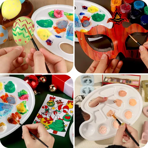 Vista 4 de FANDAMEI 20 paletas de bandejas de pintura ovaladas, paleta de bandeja de pintura de plástico, paletas de pintura con agujero para el pulgar