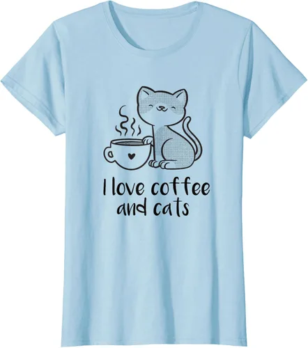 Vista 15 de I love coffee and cats Tazas de granos de café Camiseta de gato café, Blanco, S