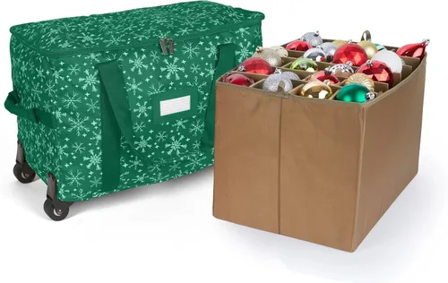 Vista 71 de Covermates Keepsakes Bolsa de almacenamiento ajustable para adornos, con asas de transporte, protección acolchada, ruedas dobles, almacenamiento