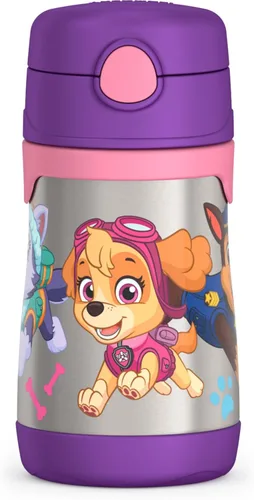 Vista 13 de Thermos Bebé 10 oz. Botella de acero inoxidable con popote emergente, coches