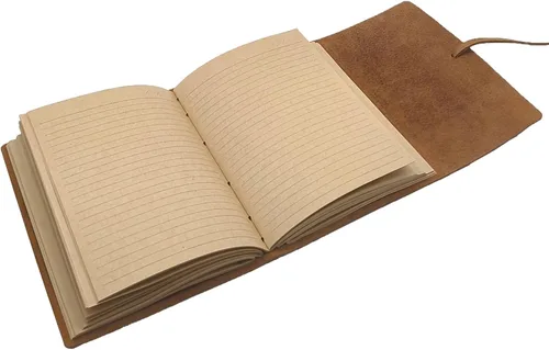 Vista 7 de Cuaderno de diario marrón – El mejor diario de cuero genuino fresco para escritores, tamaño A5, 6.2 x 8.5 pulgadas, bloc de notas para hombres