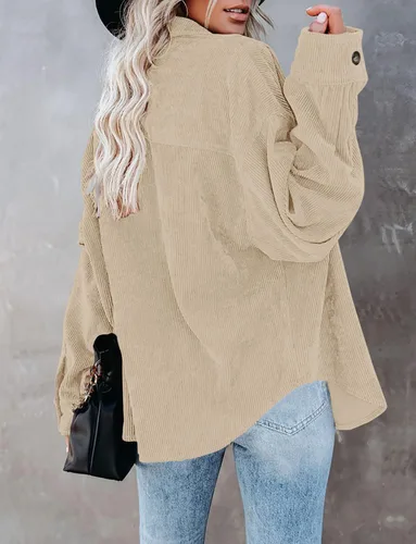 Vista 5 de ZOLUCKY Chaqueta de manga larga con botones para mujer, talla grande, blusas