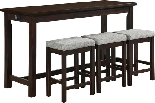 Vista 11 de Homelegance - Juego de comedor del altura de encimera de 4 piezas, negro