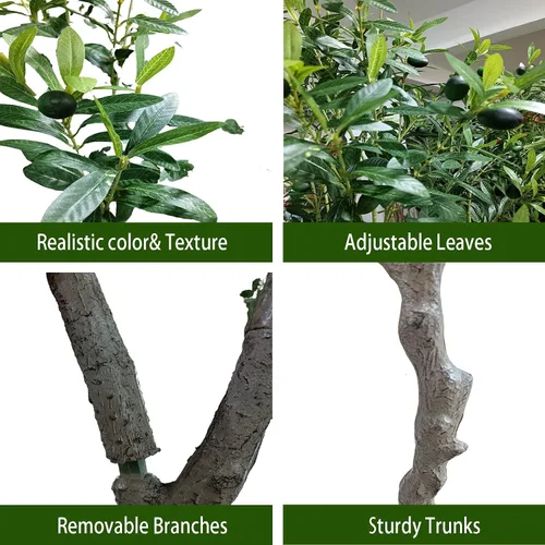 Vista 3 de Árbol de Olivo Artificial de 7 pies (82 pulgadas, 2200+ Hojas con Protección UV) Alto, Árbol de Olivo Falso para Interiores, Árbol Artificial