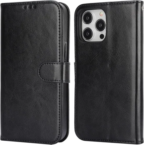 Vista 9 de Funda tipo cartera desmontable Bocasal para iPhone 15 Pro Max con bloqueo RFID, ranuras para tarjetas, soporte magnético, cuero PU premium, atril