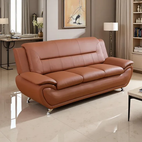 Vista 24 de A Ainehome Moderno juego de muebles de sala de estar de piel sintética, sofá modular de 6 asientos con sofá biplaza y silla (negro)