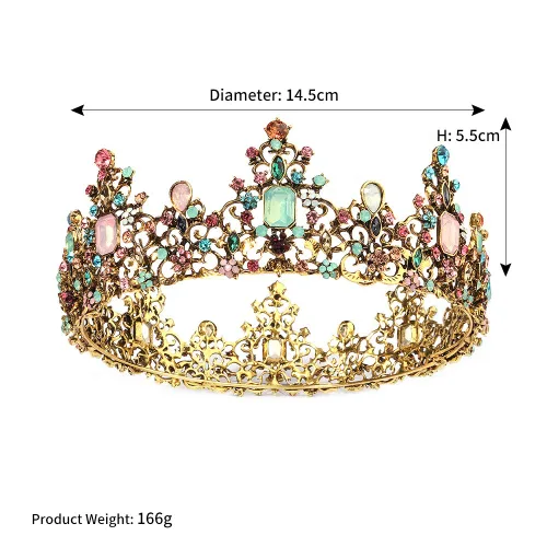 Vista 4 de Miallo - Corona barroca de reina coronas y tiaras de boda con diamantes de imitación para mujer